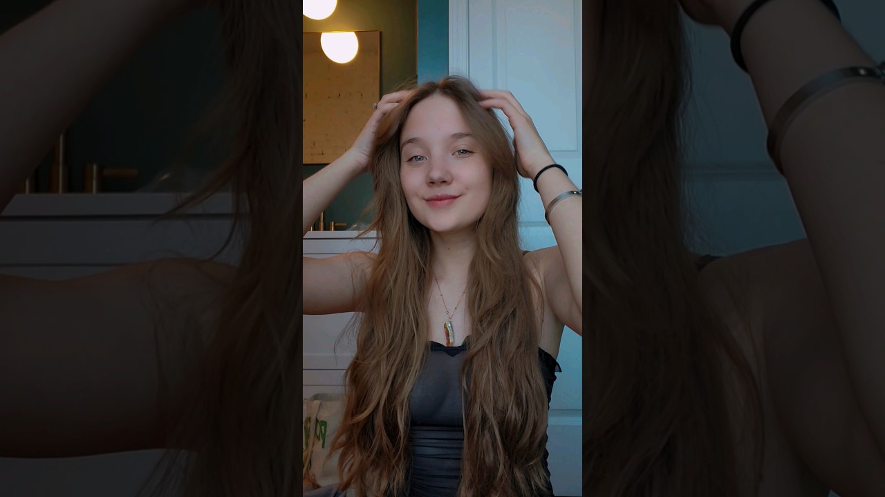 just a happy girl playing eith her hair in her favorite transparent dress 🤭🩷 #shorts #dance #music