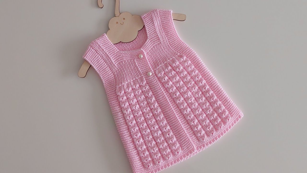 Kabartmalı Model Kız Bebek Yelek Yapımı
