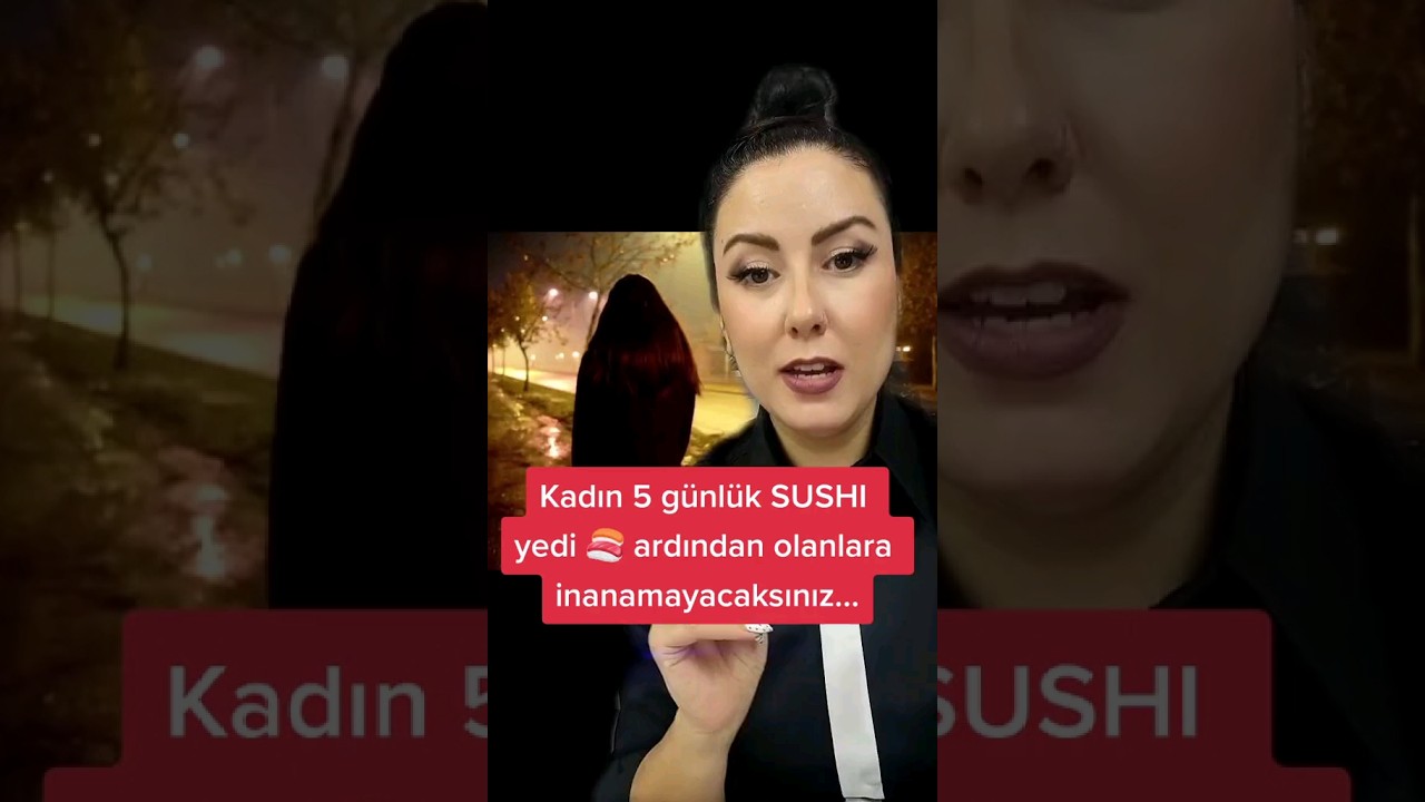 Kadın 5 günlük SUSHI yedi! 🍣 İçinden çıkan yaratığa inanamayacaksınız 🤢 #shorts