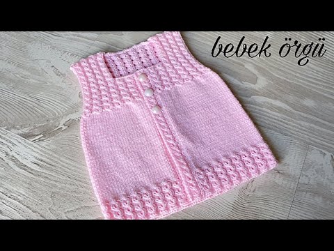 Kahve çekirdeği örgü modeliyle üç parçalı yelek yapımı