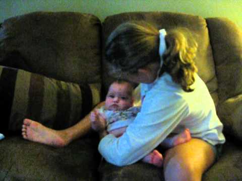 Kailen (twin) with baby Sister Presley (twin) June 7 2012