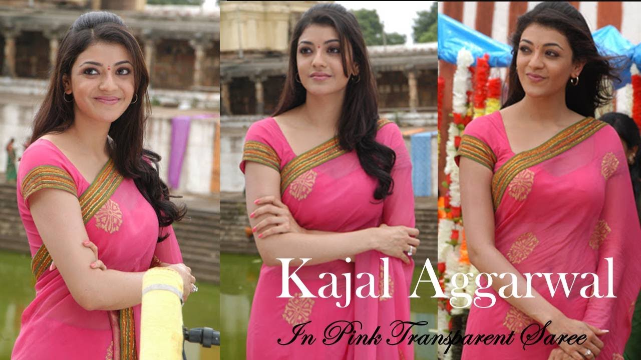 Kajal Aggarwal In Pink Transparent Saree In The Market