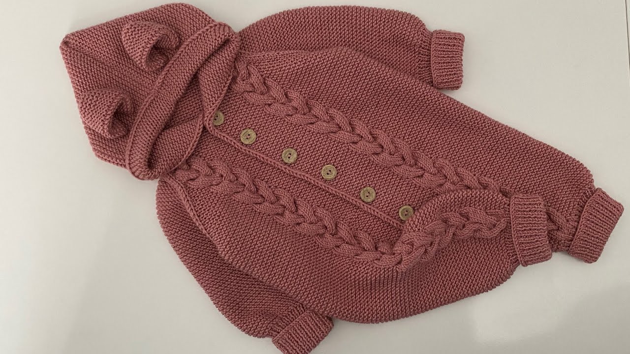 Kapüşondan başlamalı kulaklı saç örgülü (burgulu) bebek tulum yapımı / hooded baby overall knitting