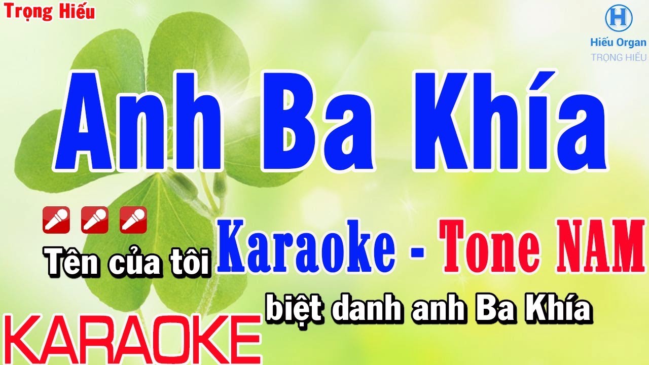 Karaoke Anh Ba Khía Tone Nam | Nhạc Sống | anh 3 khía karaoke beat nam