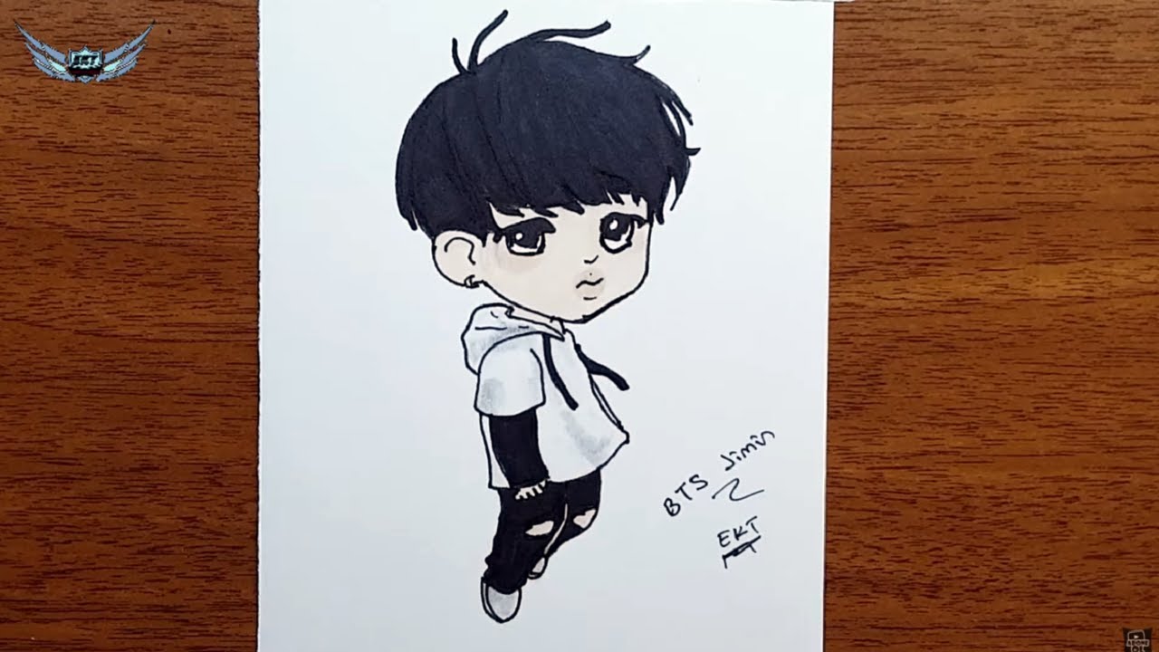 Kawaii BTS Jimin Nasıl Çizilir - Kolay çizimler - boyama