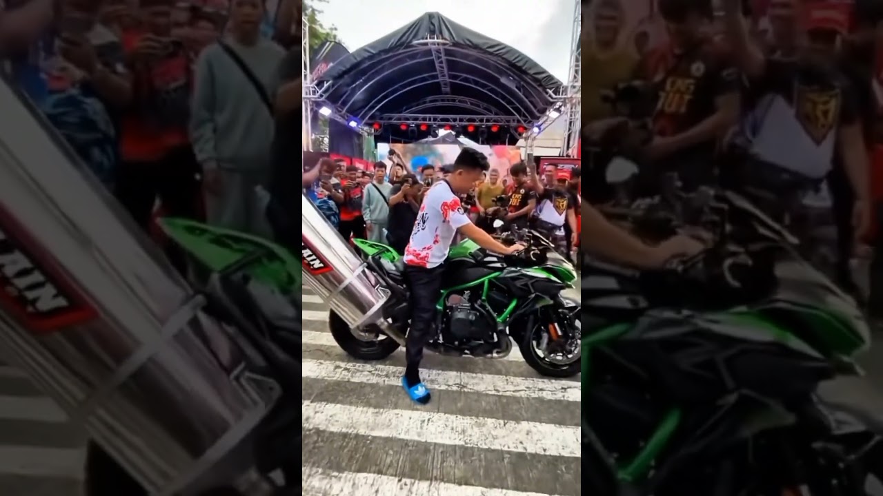 Kawasaki Ninja H2 Extension Exhaust 🤯💥 #kawasaki #h2 #exaustsound #shorts