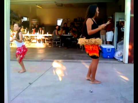 Keila & Jasmine Tahitian dancing at Jasmine's b-day party part 2