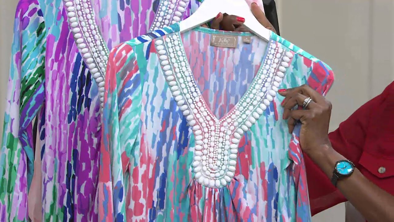 Kelly by Clinton Kelly Printed Knit Tunic with Beaded Trim with Pat James-Dementri