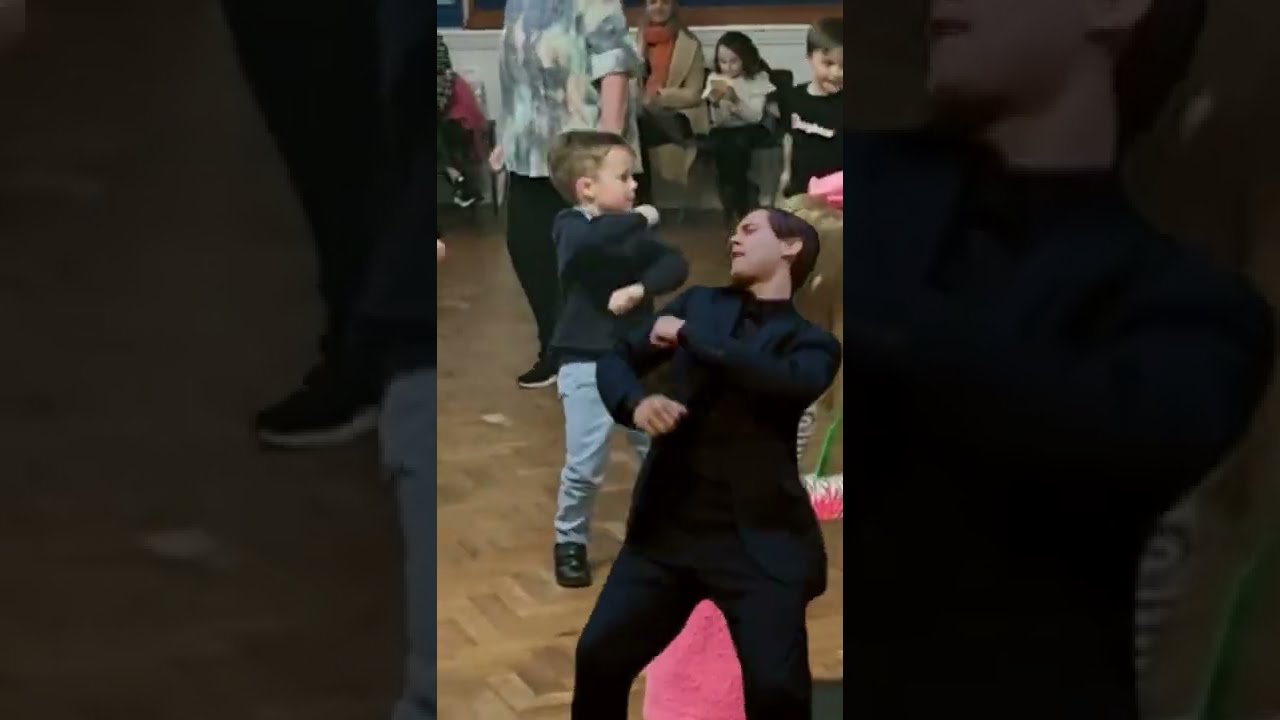 Kid perfectly recreates Bully Maguire dance #spiderman #tobeymaguire #shorts