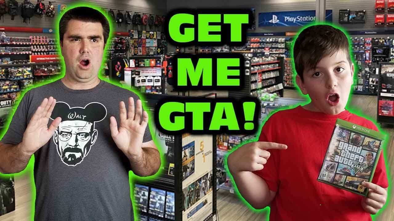 Kid Temper Tantrum At GameStop First Time - Wanted Grand Theft Auto V