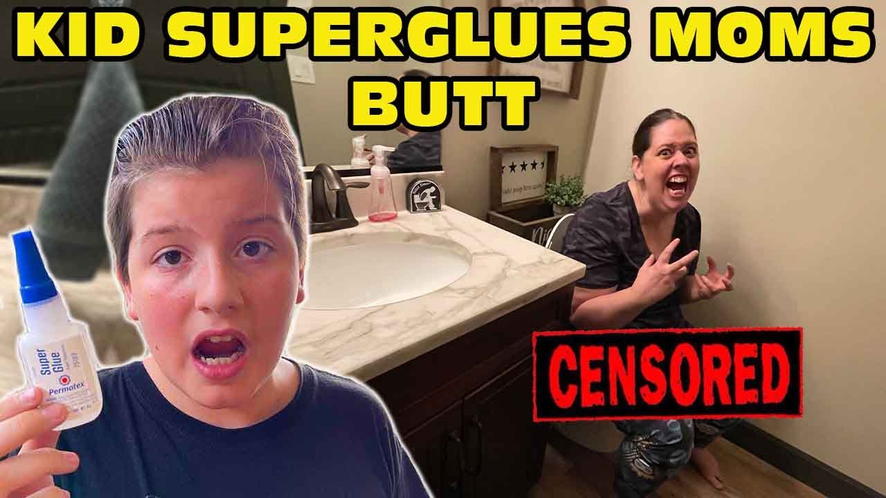 Kid Temper Tantrum Super Glues Mom's Butt To Toilet Seat! - Superglue Prank Gone Wrong! [Original]
