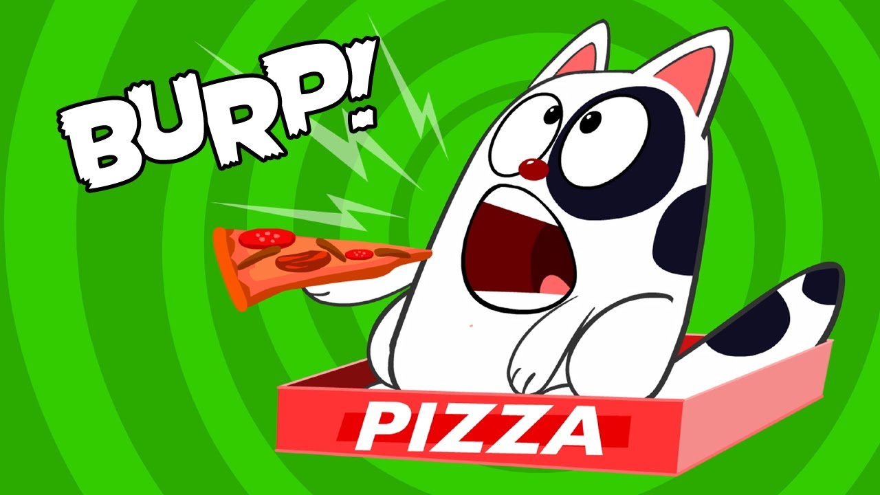 Kids song I DIDN'T MEAN TO BURP by Preschool Popstars funny children's music video with burping cat