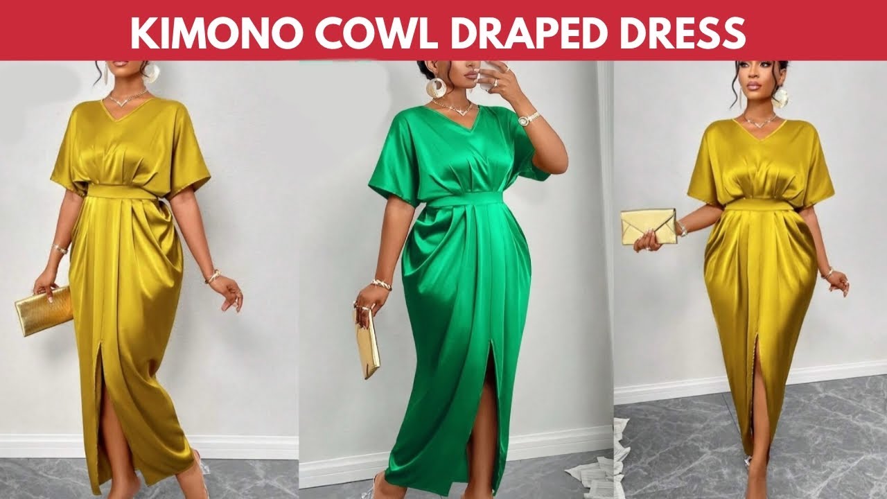Kimono Cowl Draped Dress | No Side Seam | Freehand Method | No Pattern Drafting | Cut & Sew | Silem