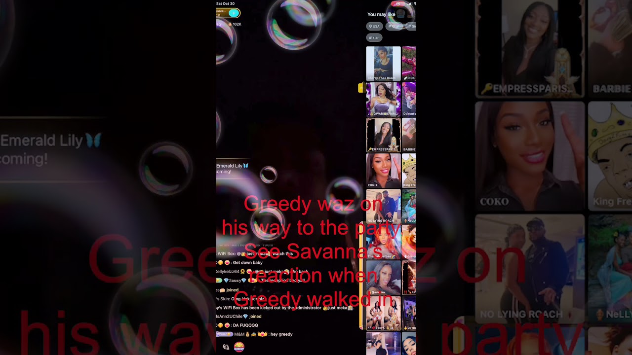 #kinggreedy on #bigolive on his way 2 #savannagarcia B-day & Vanna’s reaction when Greedy walks in