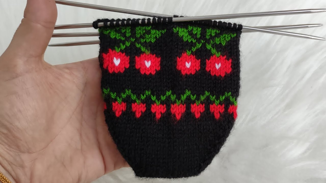 🍒Kiraz modelli beşşiş patik yapılışı  #beşşişpatik #keşfet #knitting