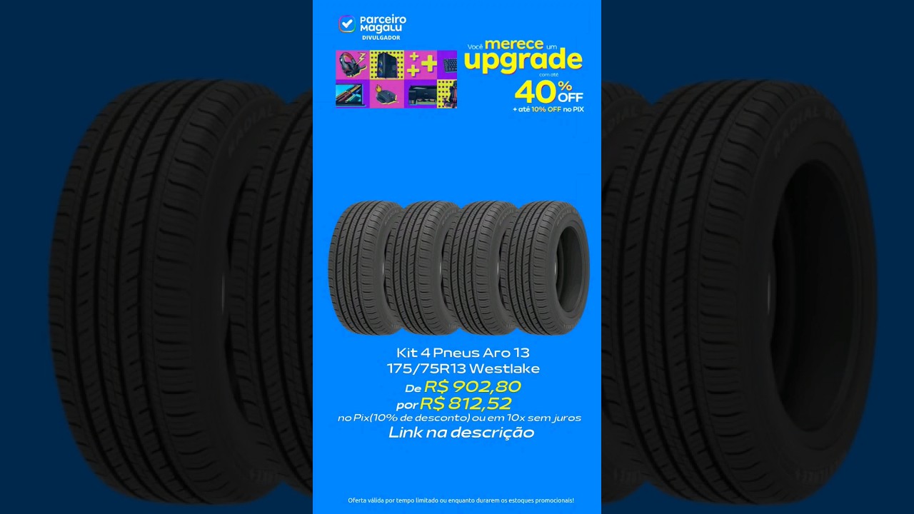 Kit 4 Pneus Aro 13 175/75R13 Westlake #shorts #magalu