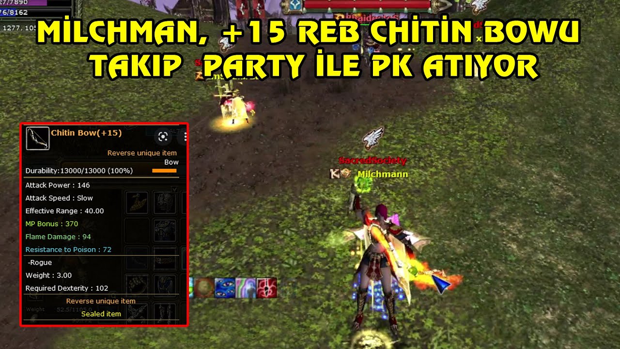 Knight Online PK | Milchman, +15 Reb  Chitin Bowu Takıp Party ile PK Atıyor. | CZ | PK