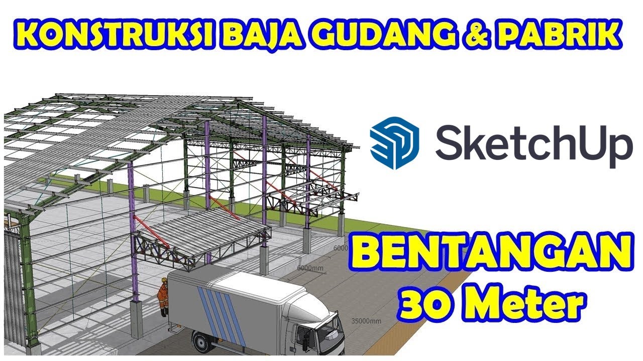 KONSTRUKSI BAJA GUDANG DAN PABRIK BENTANGAN 30 METER DESIGN BY BAPAK SOMMY PROGRES 1