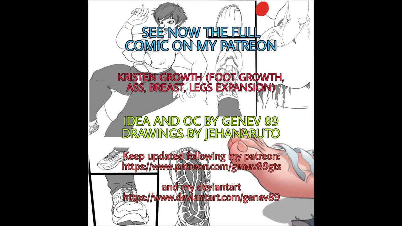 KRISTEN SEXY EXPANSION AND FEET GROWTH - GENEV89 PATREON PREVIEW 4 PAGES COMIC IN LINEART