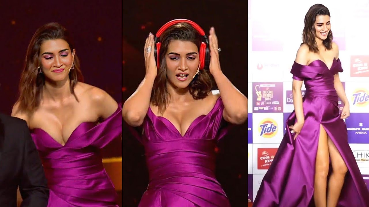 Kriti Sanon wear Magenta pink Off- shoulder with high slit silk gown at zee cine awards show 2024