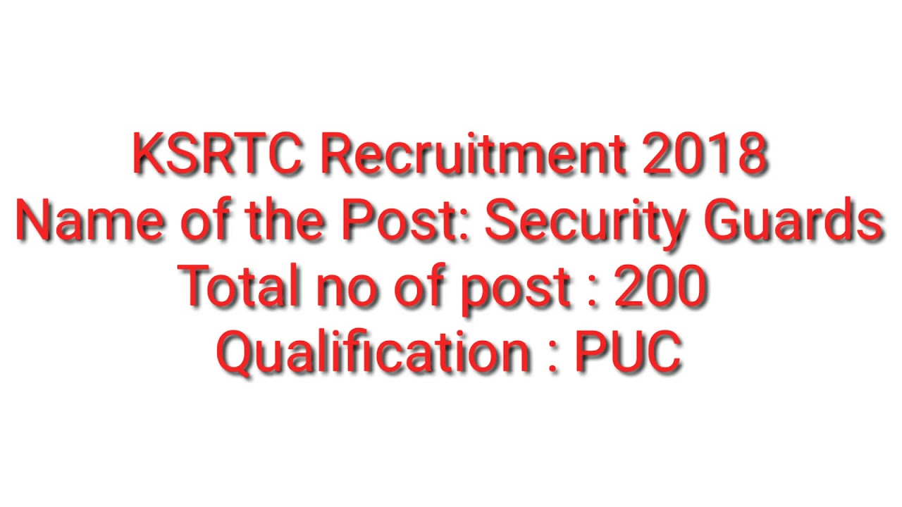 KSRTC Recruitment 2018