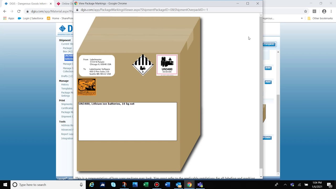 Labelmaster's DGIS Technology Processing a Compliant Lithium Battery Shipment