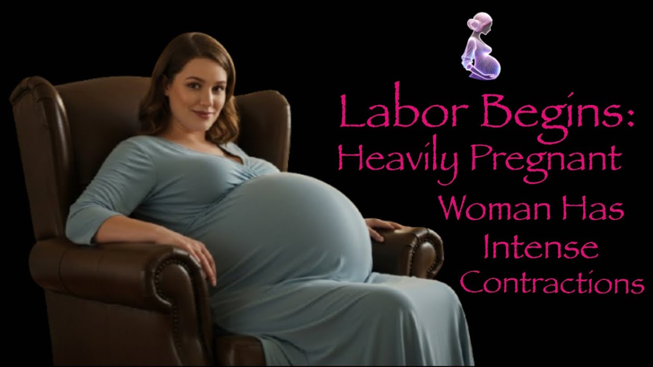 Labor Begins: Heavily Pregnant Woman Has Intense Contractions