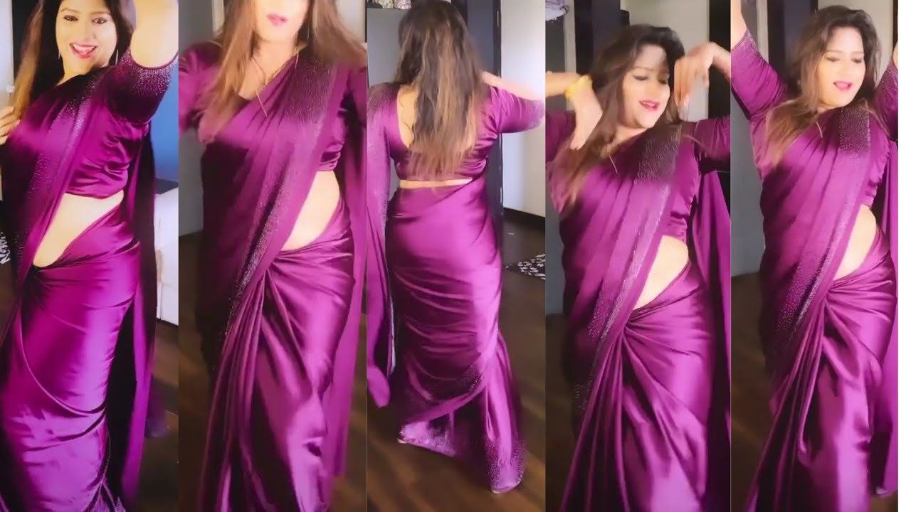lady dancing in satin saree || Satin saree lover