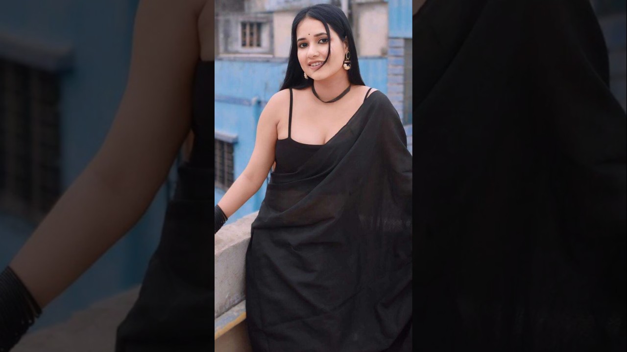latest black colour hot saree// new 2025/party wear saree collection #fashion #ytshorts #viralshort