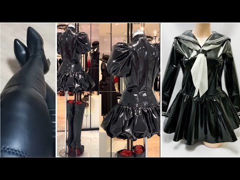 latex black dress/ up coming and attractive leather and latex black dress for ladies