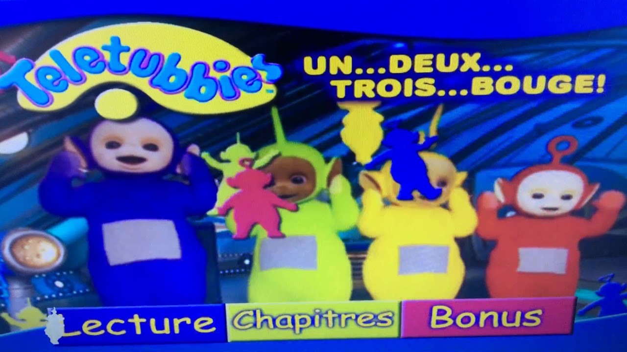 le menu du dvd de Un Deux Trois Bouge avec les Teletubbies