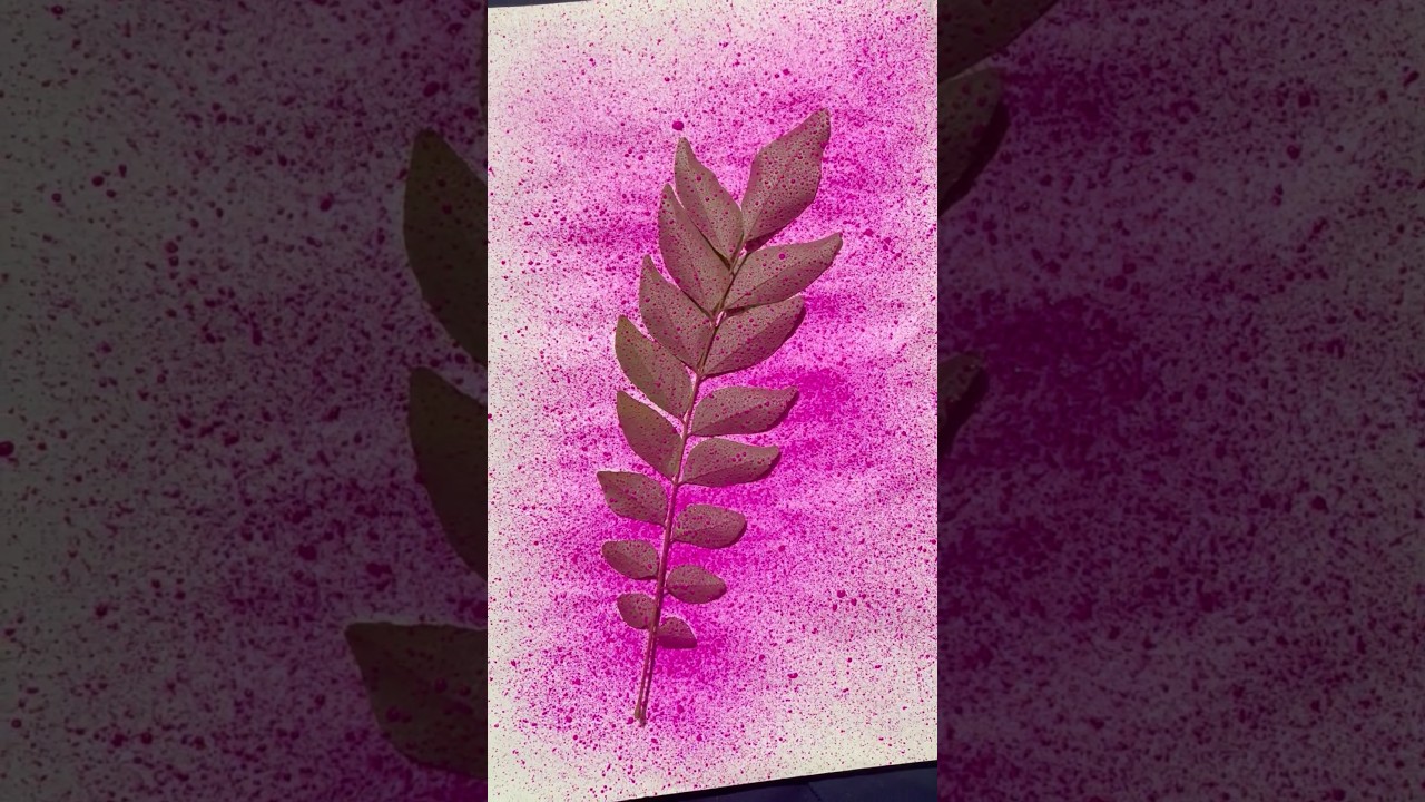 Leaf spray painting with toothbrush🙀 #leafart #shorts #shortsfeed #ytshorts #viralvideo #trending