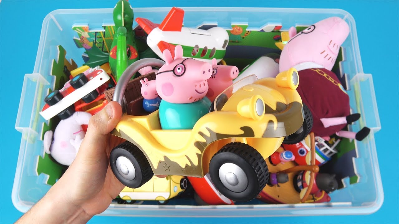 Learn Colors and vehicles in the toys box with Peppa Pig for Kids