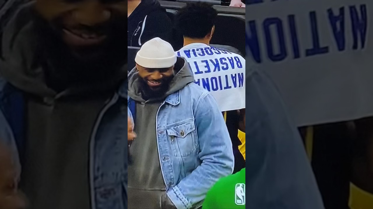 Lebron James enjoying Lakers win over Boston Celtics from the bench #lakers