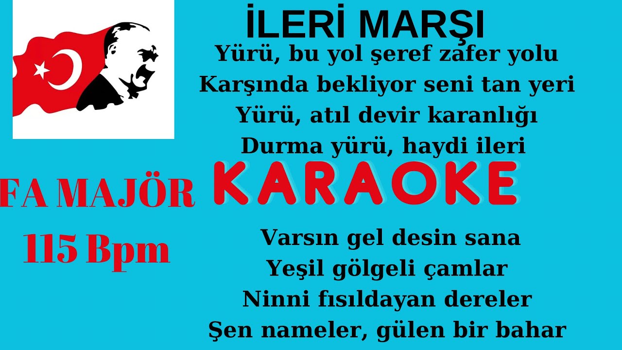 İLERİ MARŞI | #ilerimarşı #karaoke #altyapi #backingtrack FA MAJÖR | 115Bpm