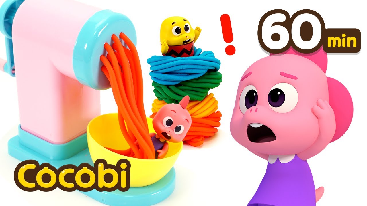 Let's Play with Rainbow Play-Doh Noodles! 🌈Color Videos For Kids | Compilation | Cocobi