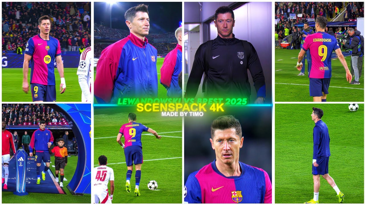 Lewandowski Vs Brest 2025 / RARE CLIPS ● SCENEPACK 4K ( With AE CC and TOPAZ )