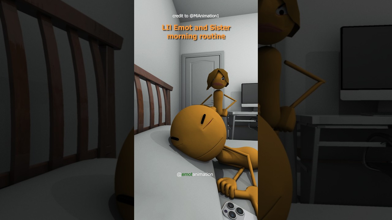 Lil Emot and Sister every morning routine!!! 😴😳😱 (Animation Meme) #memeanimation