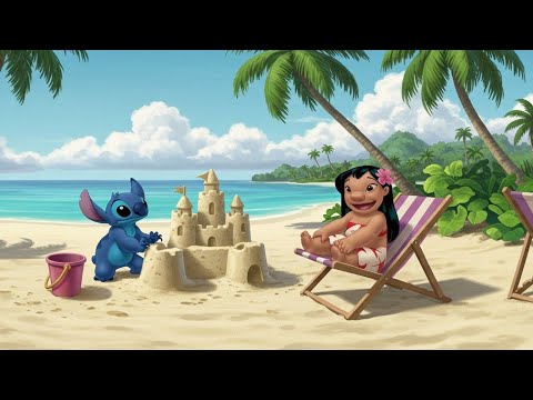 Lilo & Stitch inspired Ambience & Hawaiian Music | Tropical Beach Ocean Sounds + Ukulele