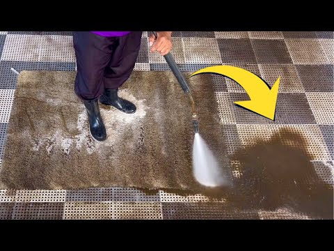 Limpeza de tapete extremamente sujo | Tapete satisfatório lavagem ASMR