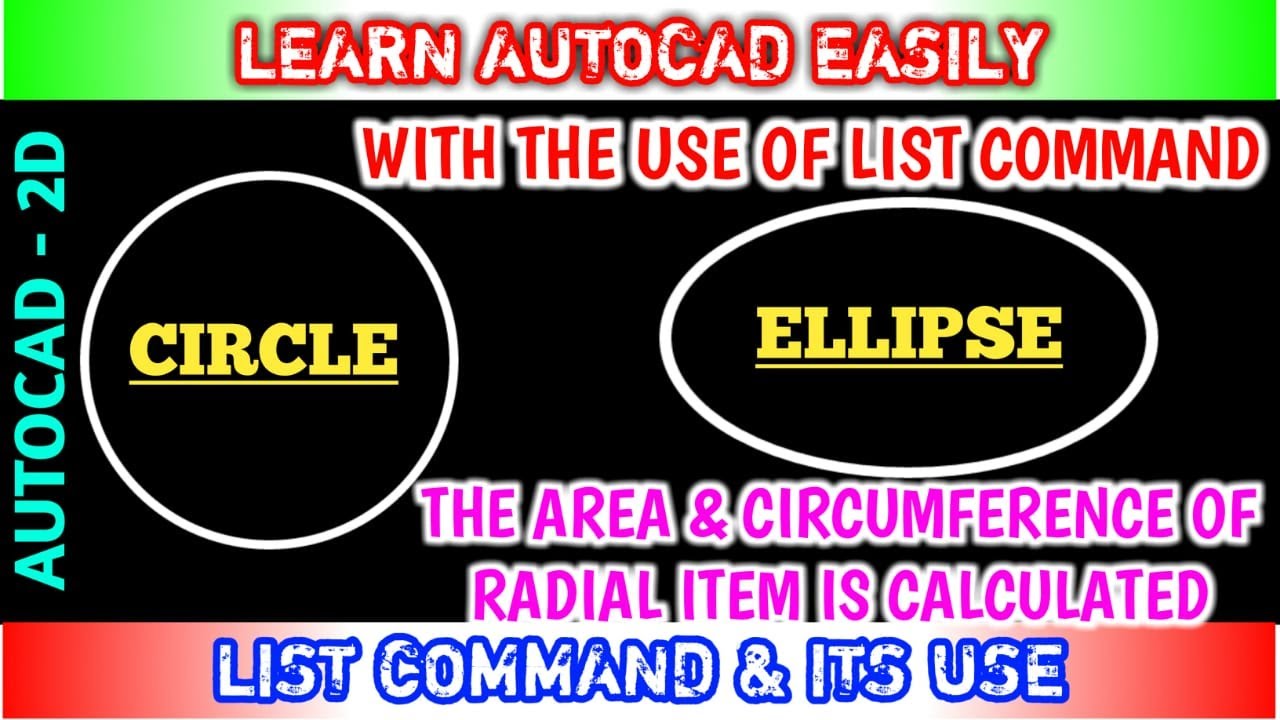 List Command In Autocad ll Area and Circumference Calculation Of Circle Ellipse In Autocad ll List