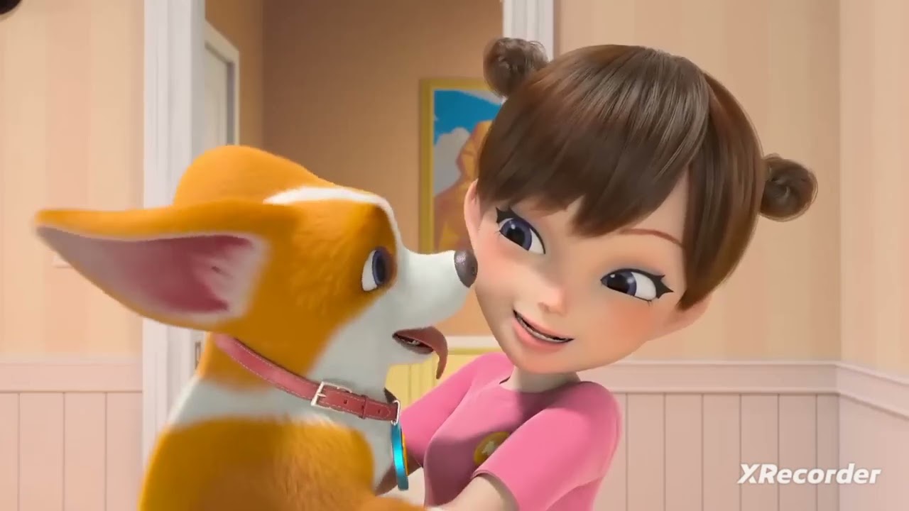 Little dog licking girl again (looped)