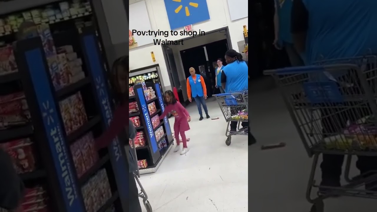 Little girl destroys Walmart. While everyone watches
