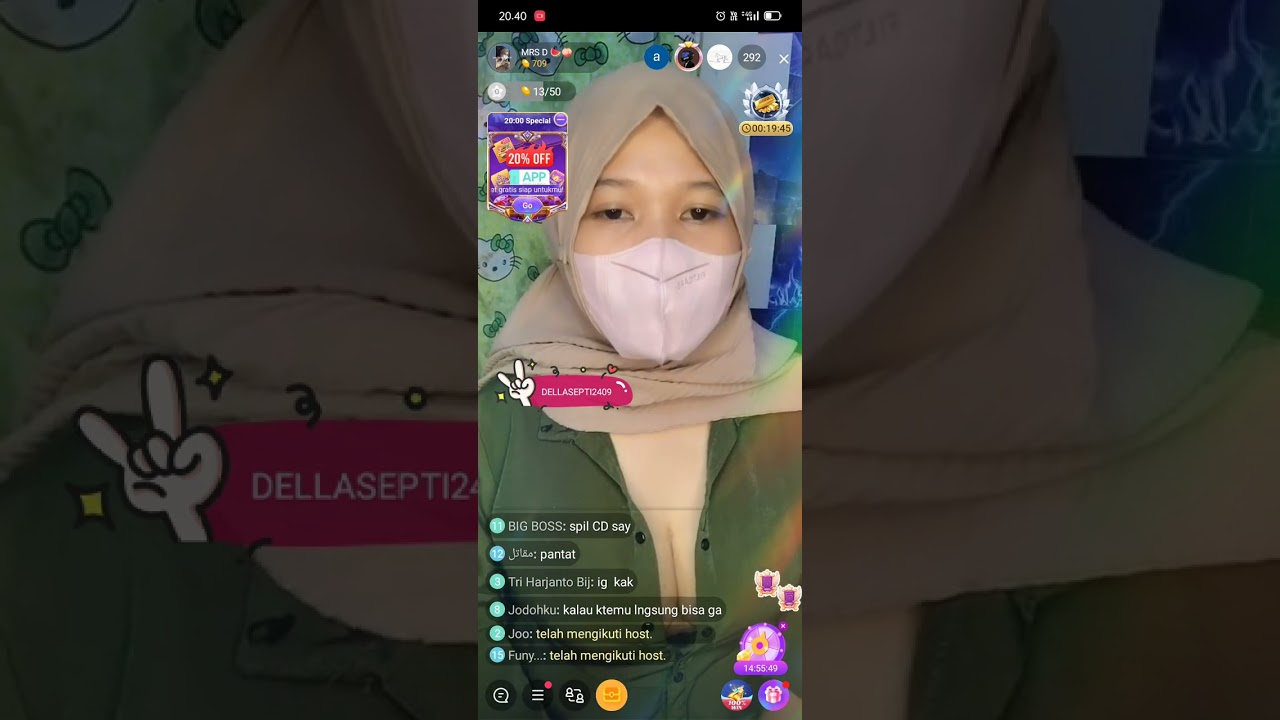 Live hijab bar bar pamer boba