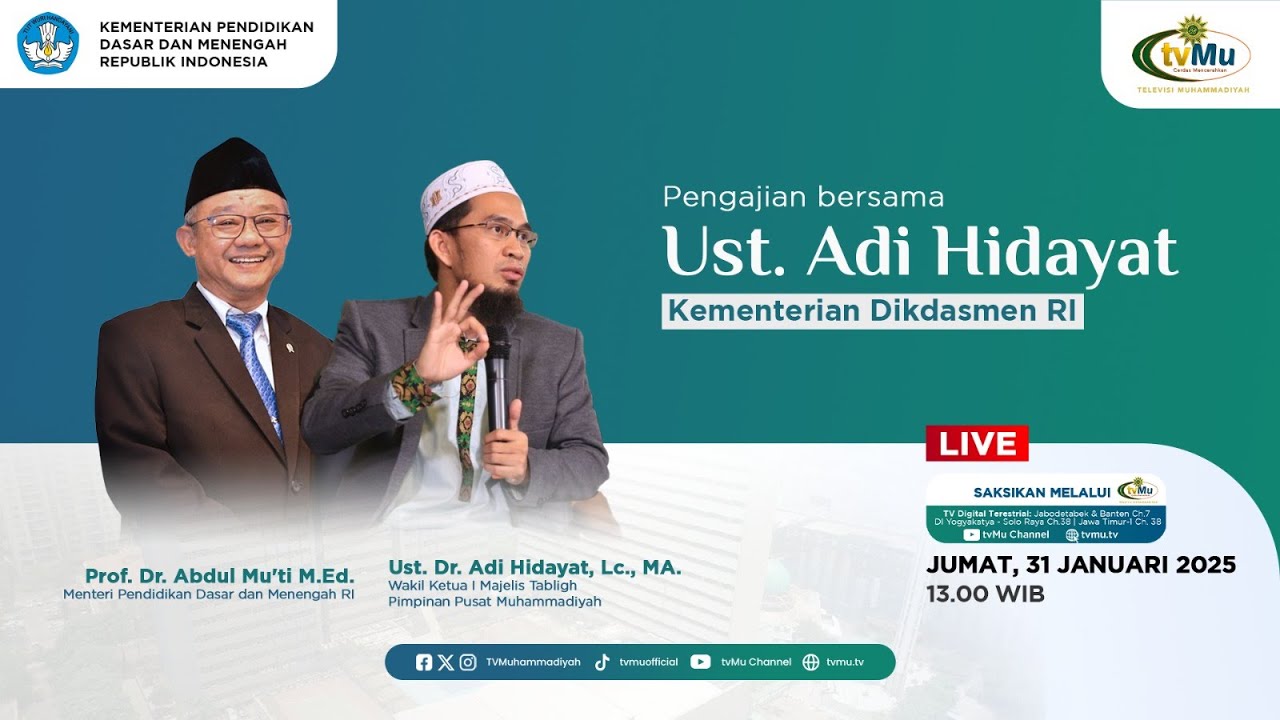 [LIVE] Pengajian Bersama Ust. Adi Hidayat | Kementerian Dikdasmen RI