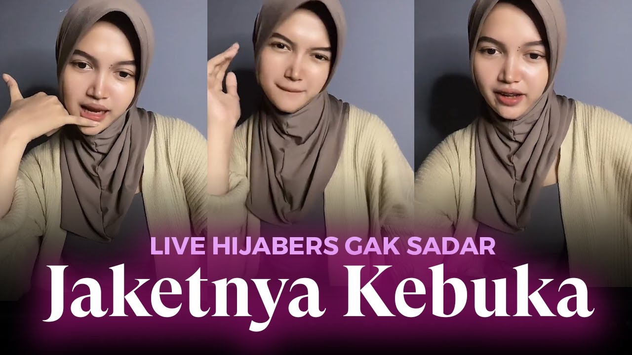 LIVE Piu Jilbab Baju Coklat Kemben Abu-abu Jaketnya Kebuka Sedikit