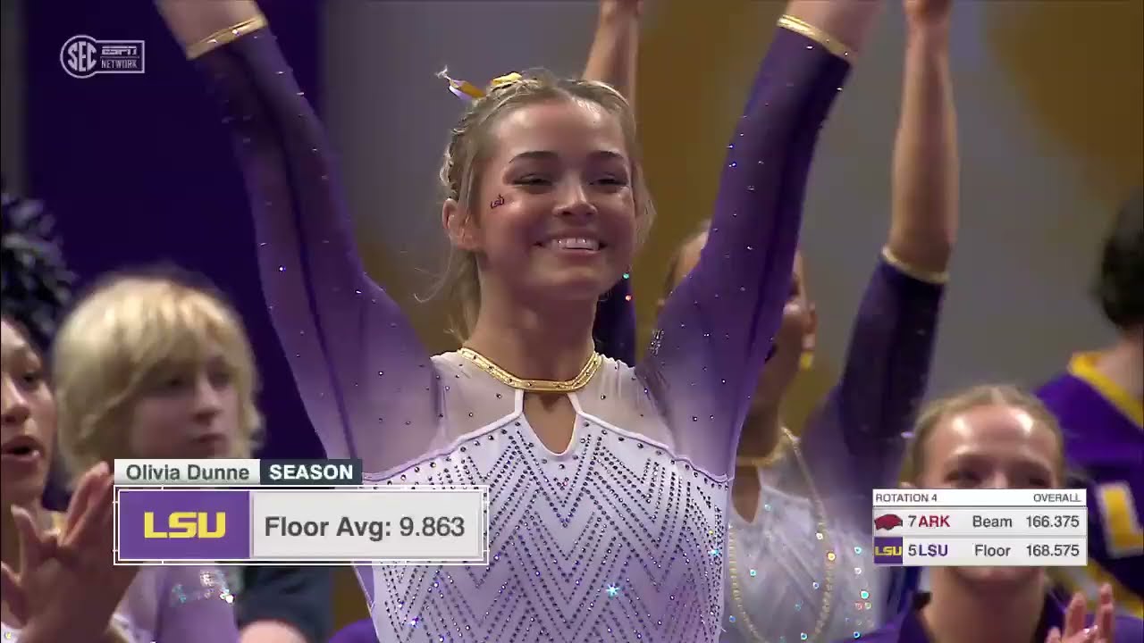Livvy Dunne's floor routine in LSU's HISTORIC win vs. Arkansas, highest score in school history 😤