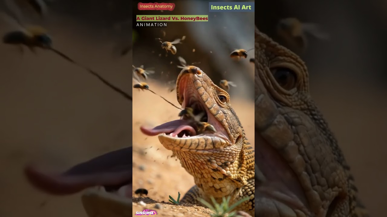 Lizard Vs. Honeybees | Insects AI Art | 01