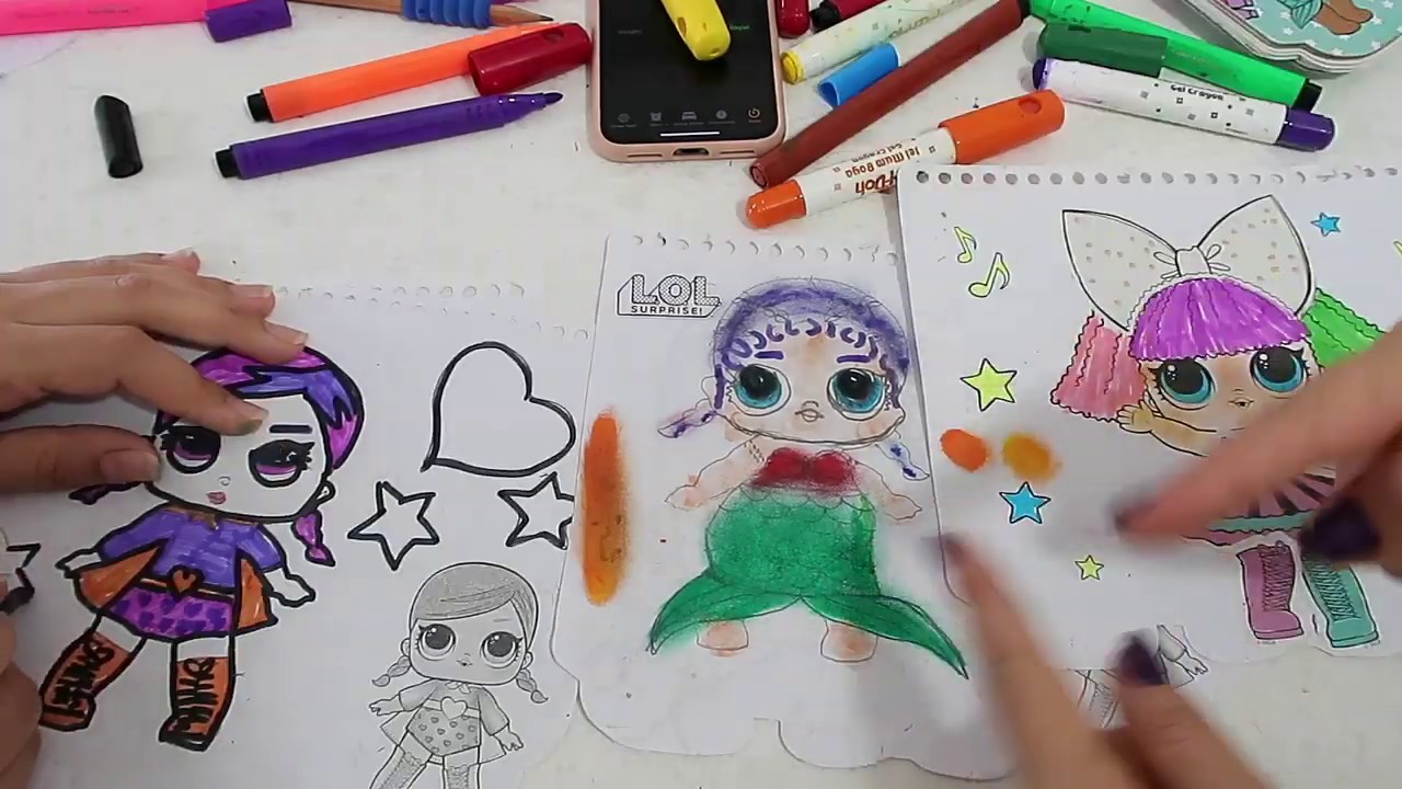 LOL SÜRPRİZ 3 KALEM KOMBİN BOYAMA CHALLENGE 3 DK 3 KALEM BOYAMA YARIŞMASI Bidünya Oyuncak 🦄