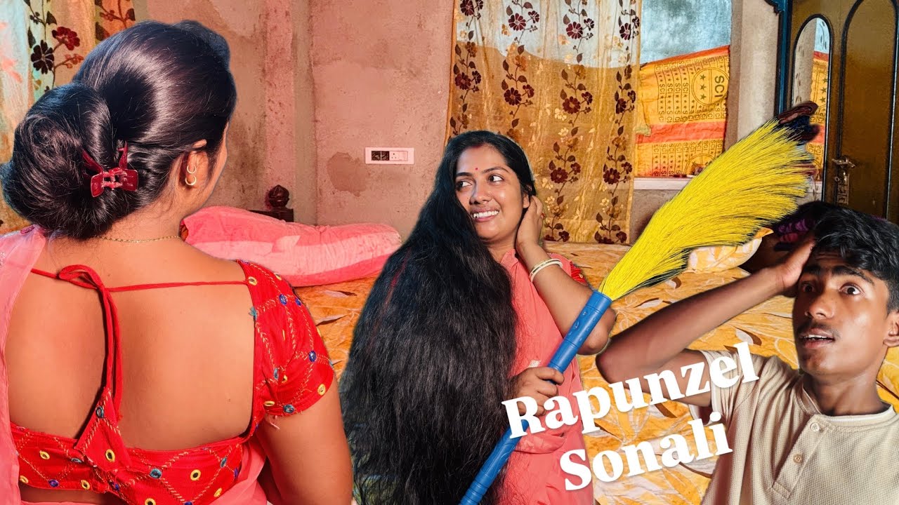 Long hair play with female servant || Sonali’s long hair play with male